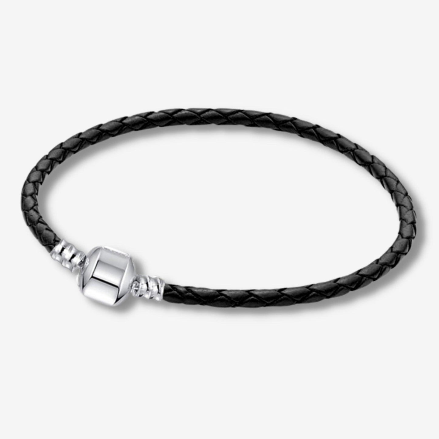 Faux Leather Charm Bracelet 17cm Black