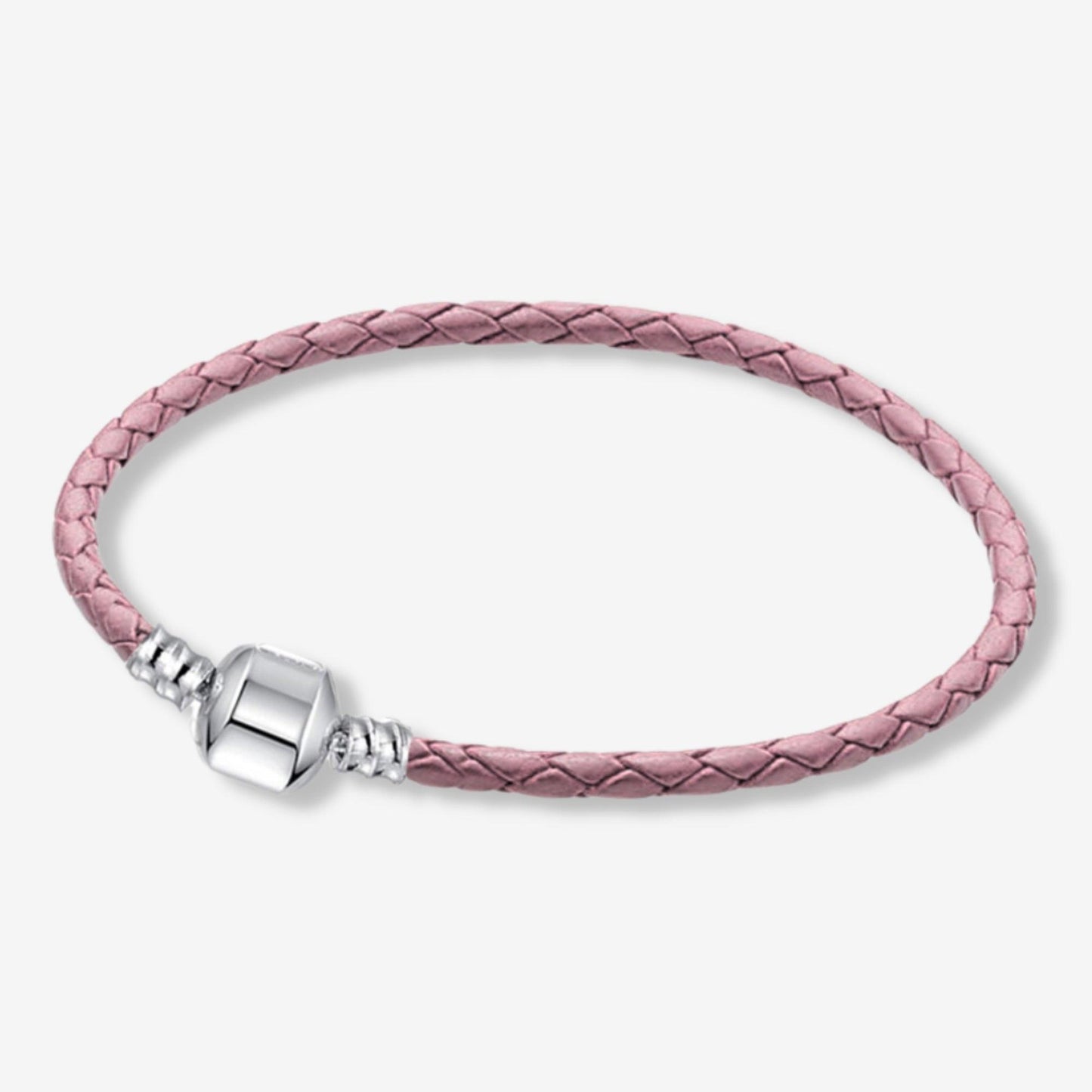 Faux Leather Charm Bracelet 20cm Pink