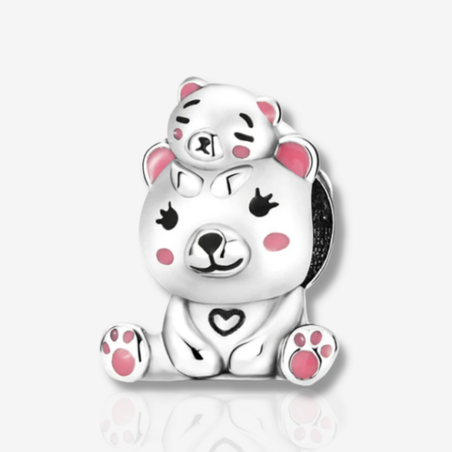 Mammy and Baby Bear Charm with Pink Detail