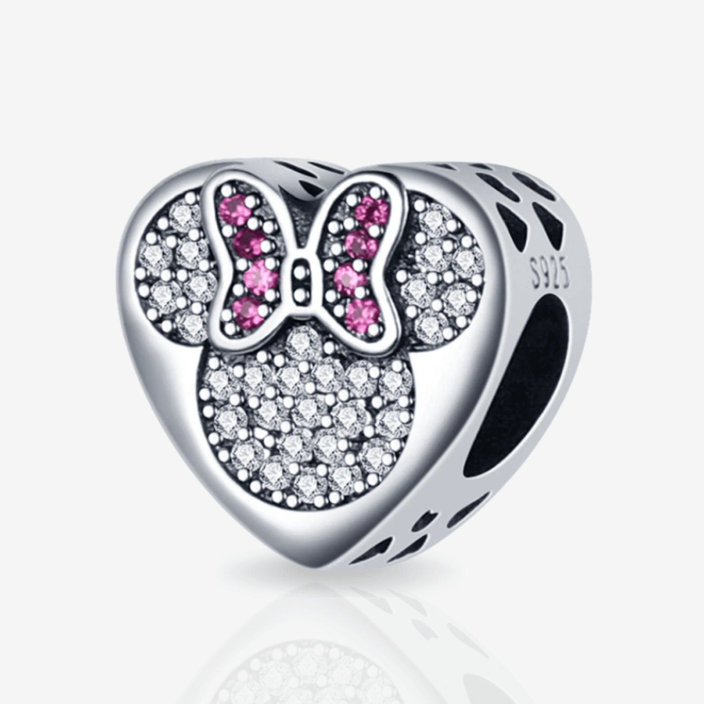 Mouse Heart Charm with Pink Bow.