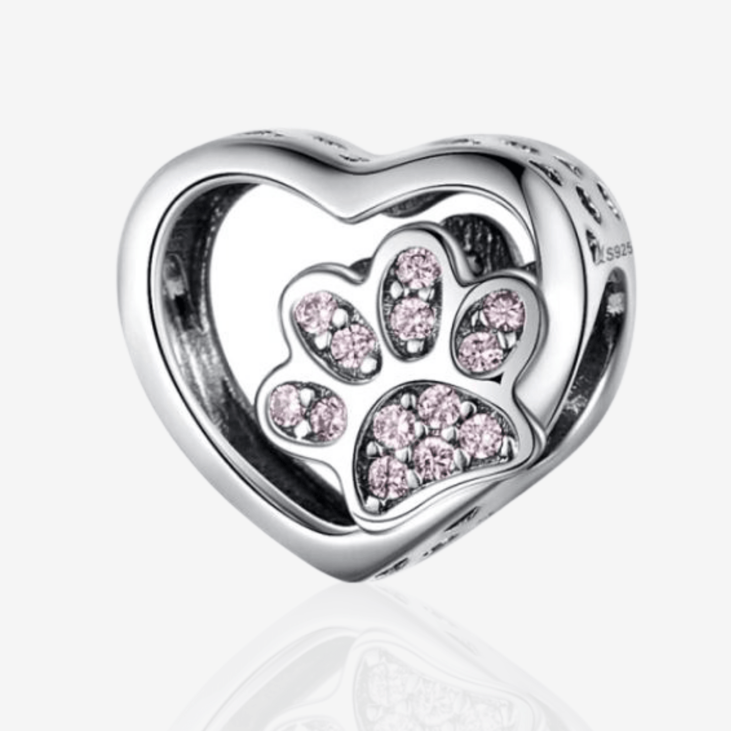 Paw Print Heart Charm.