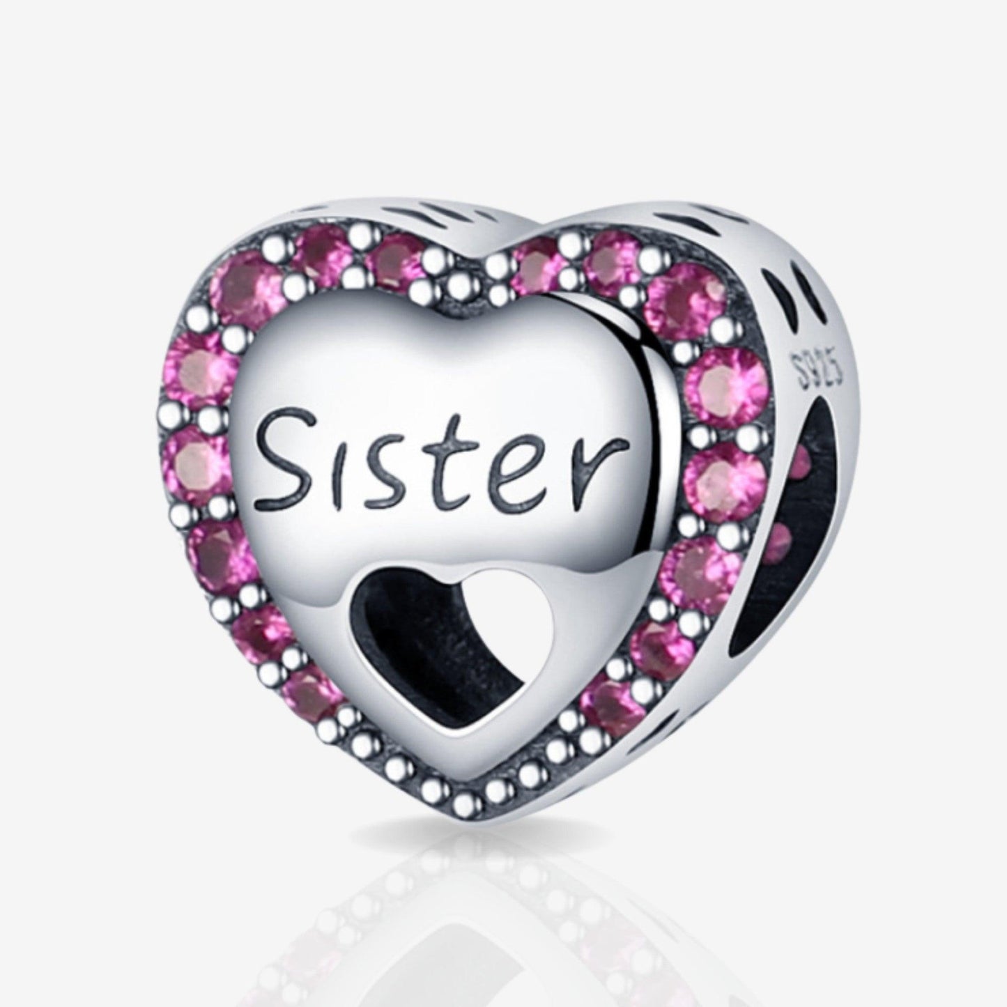 Purple Sparkle Sister Heart Charm