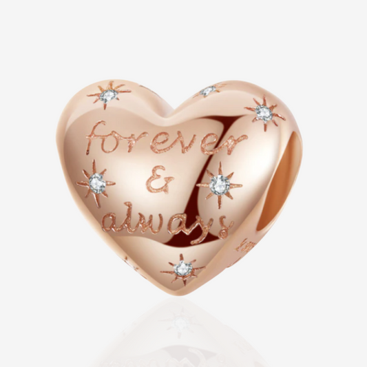 Sparkle Love Heart Charm Always and Forever.
