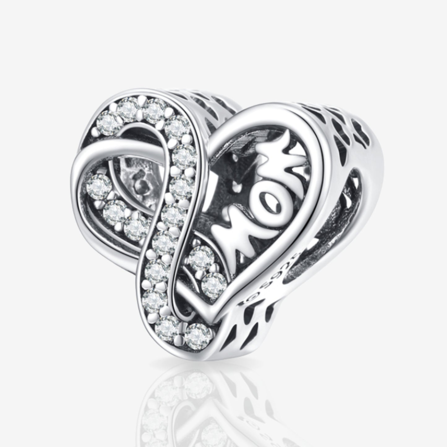 Silver Intertwined Mom Heart Charm