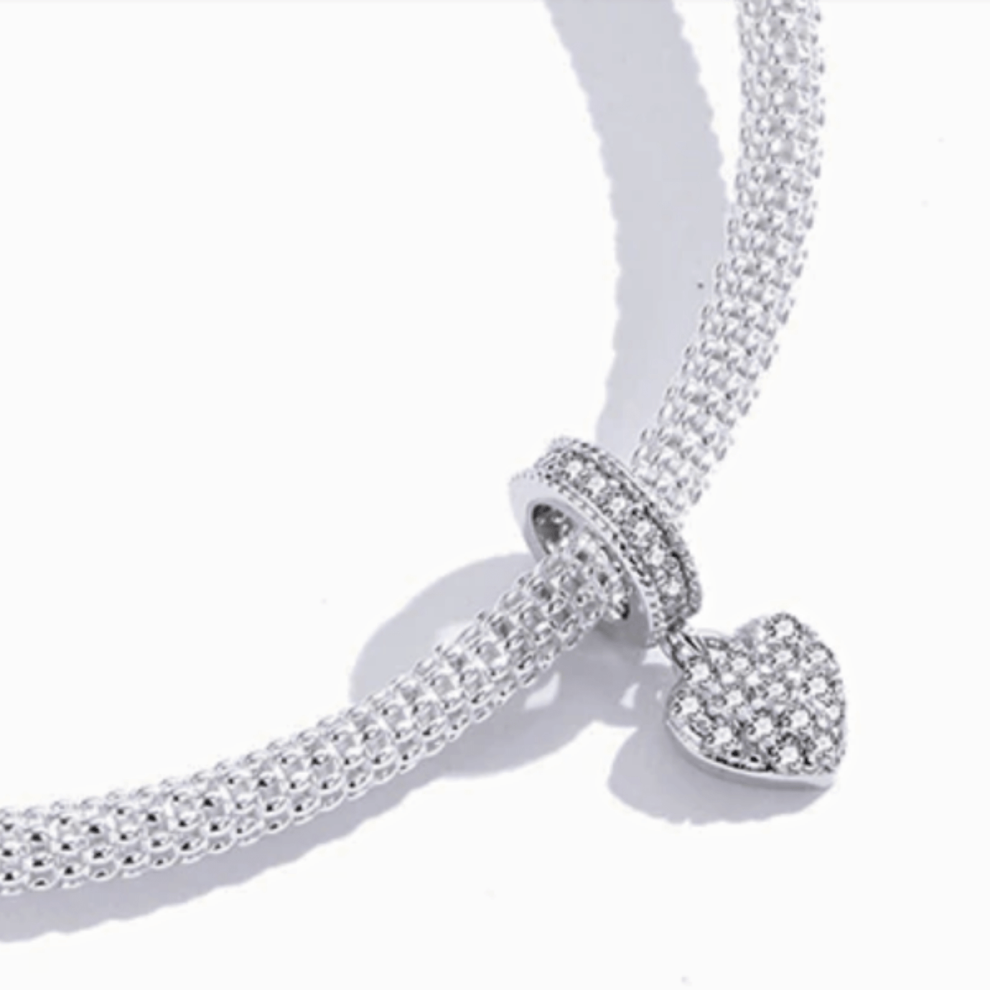 Sparkle Love Heart Dangle Charm.