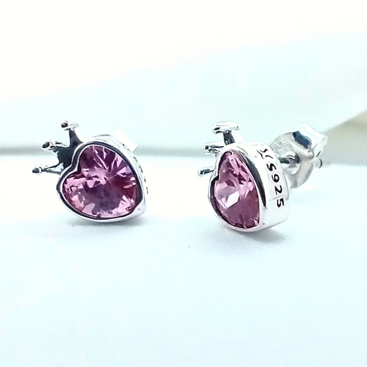 Crown Love Heart Stud Earrings
