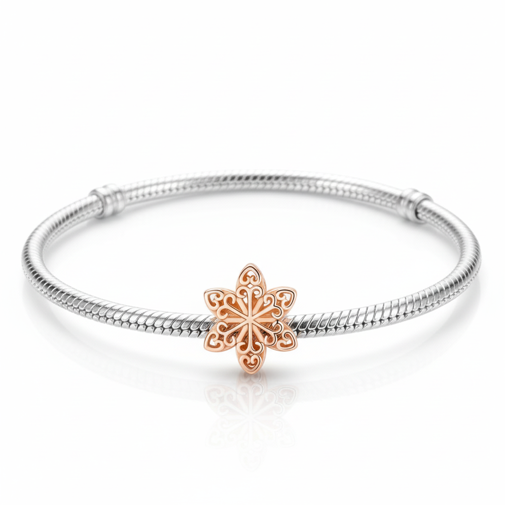 Snowflake Charm Threaded Through Bracelet