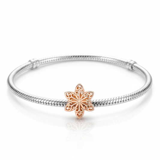 Snowflake Charm Threaded Through Bracelet