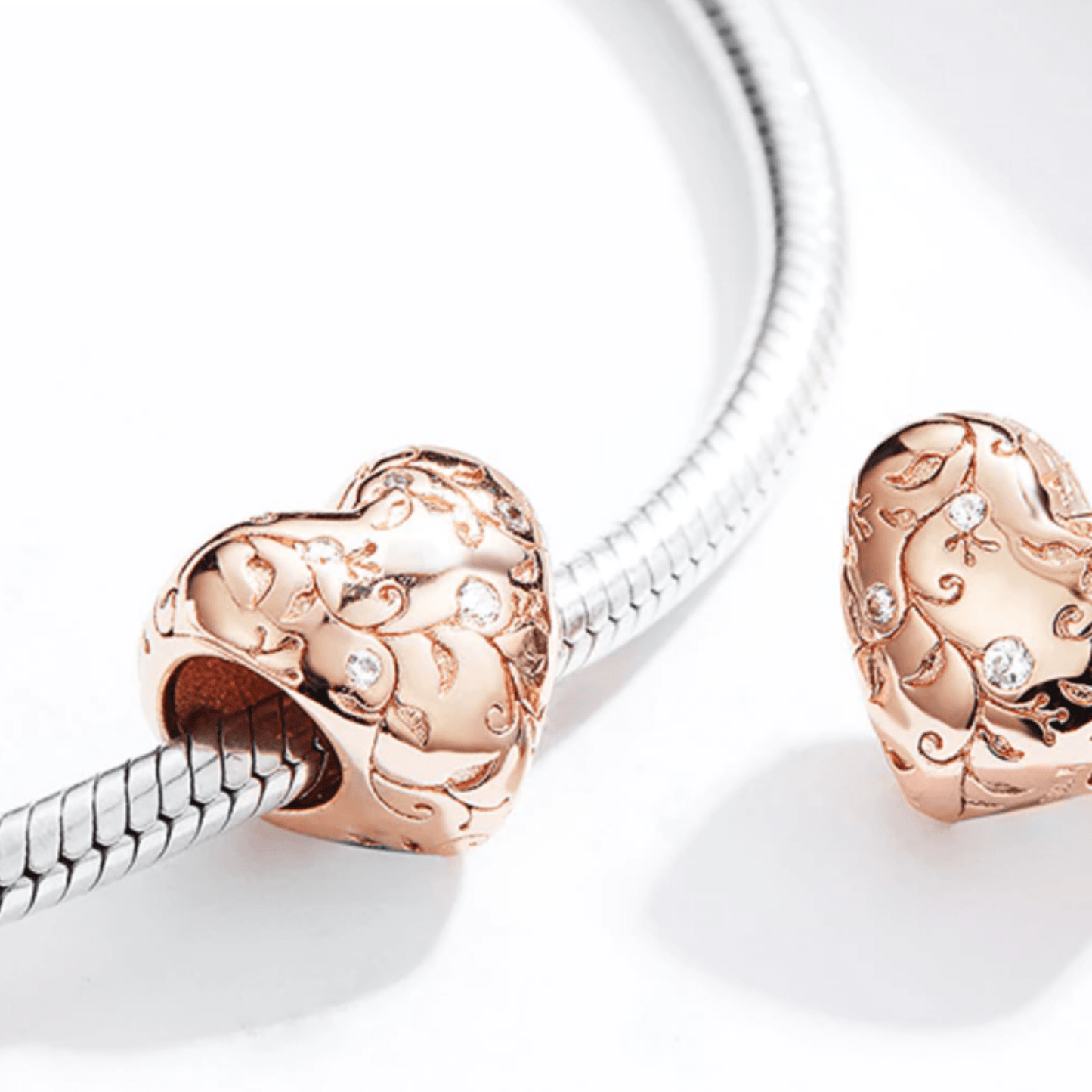 Flower & Vine Love Heart Charm.