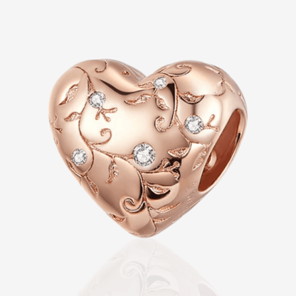 Flower & Vine Love Heart Charm.