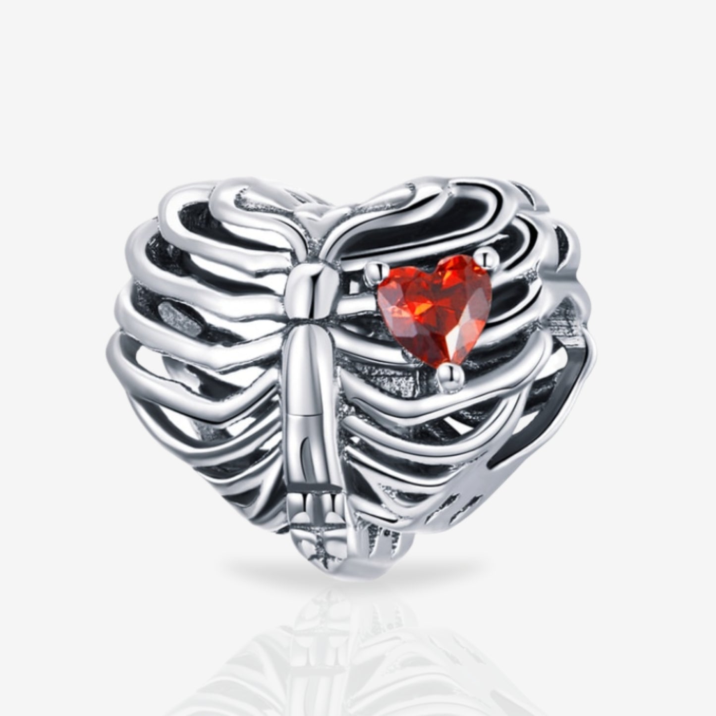 Heart Shaped Skeleton Ribcage Charm