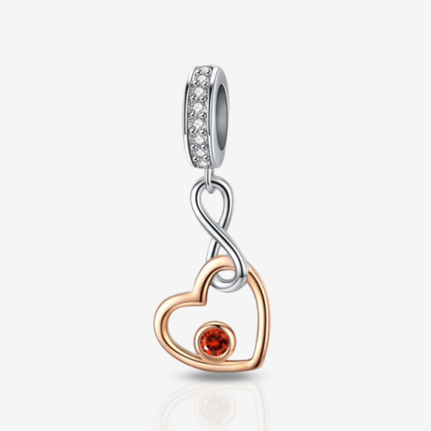 Infinity Looped Heart Dangle Charm.