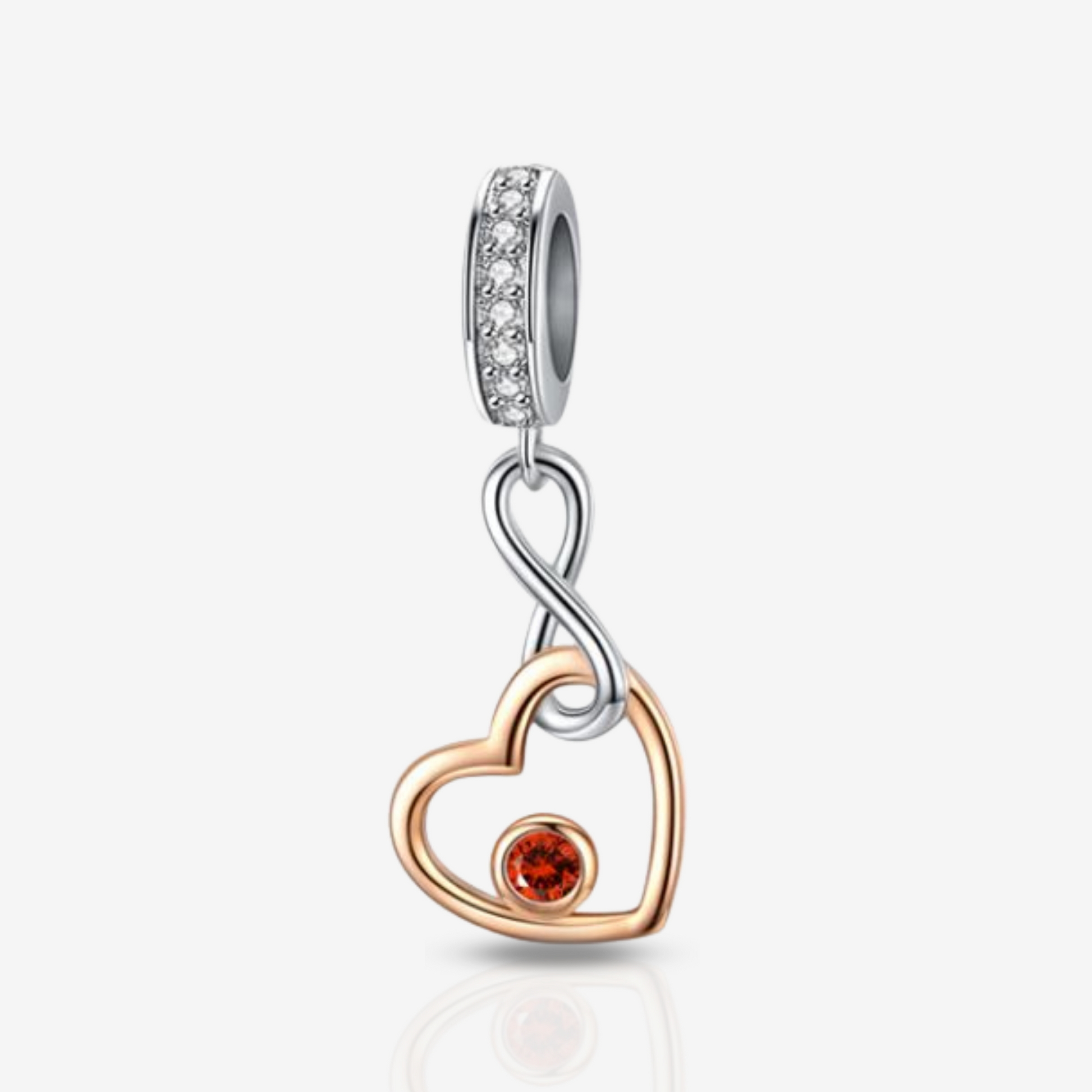 Infinity Looped Heart Dangle Charm.