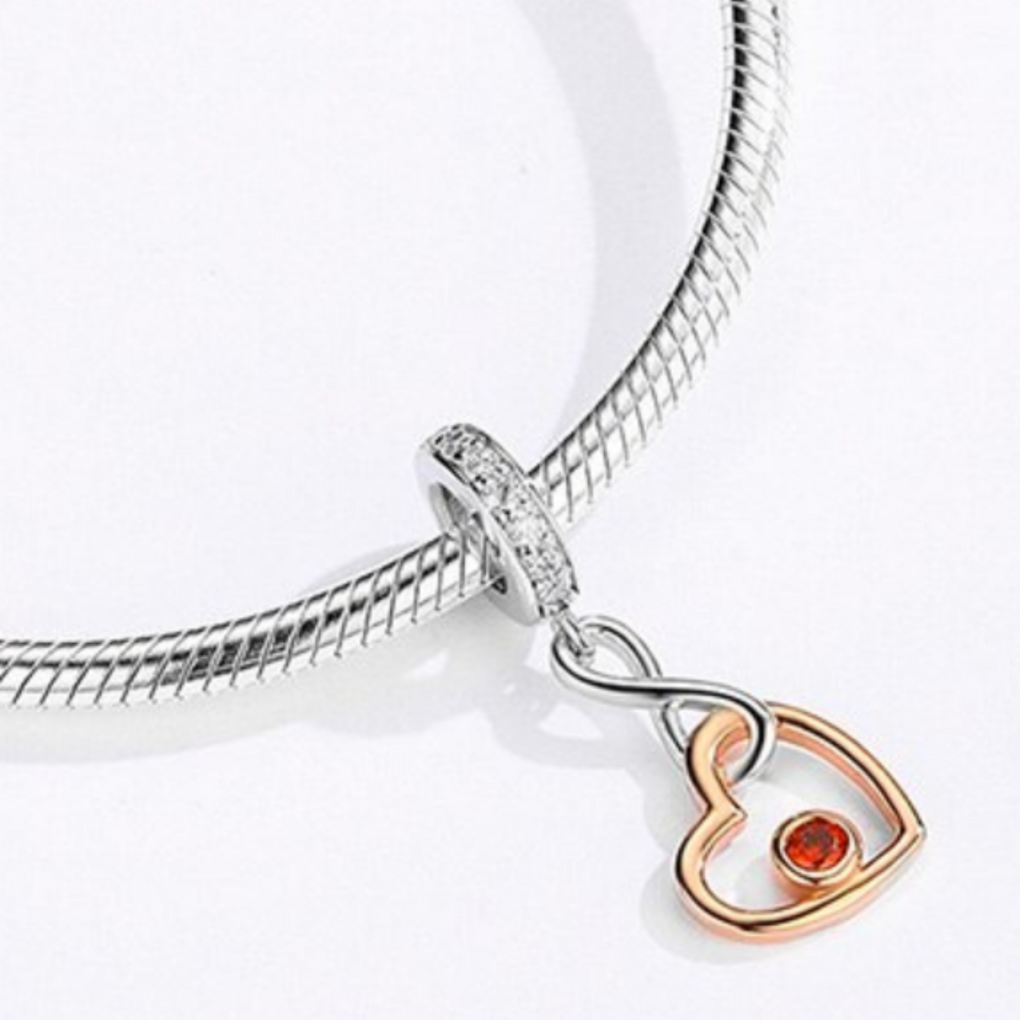 Infinity Looped Heart Dangle Charm.
