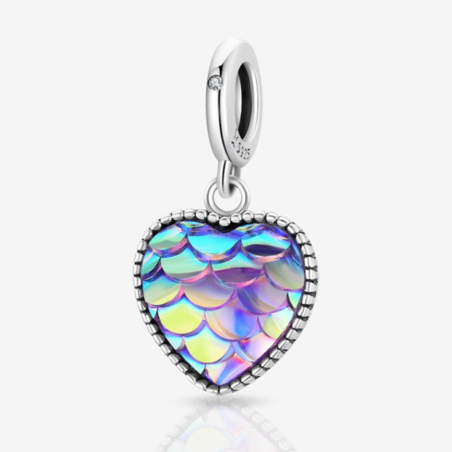 Mermaid Scale Love Heart Dangle Charm