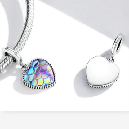 Mermaid Scale Love Heart Dangle Charm