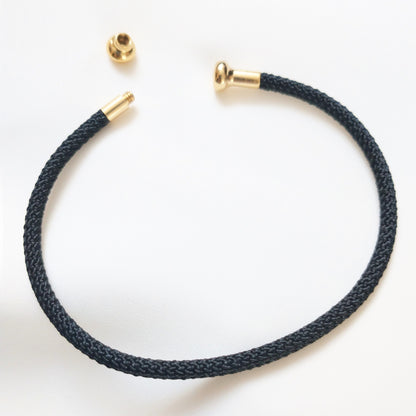 Minimalist Woven Charm Bangle Open Cuff