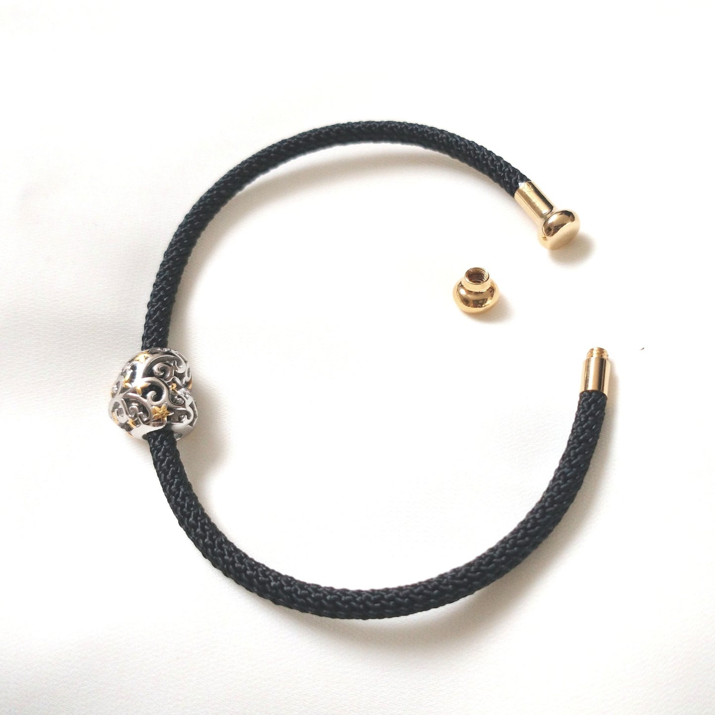 Minimalist Woven Charm Bangle Open Cuff