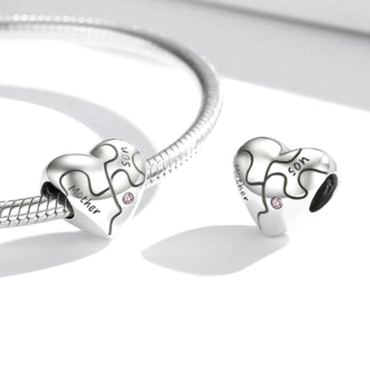 Mother and Son Charm Jigsaw Heart