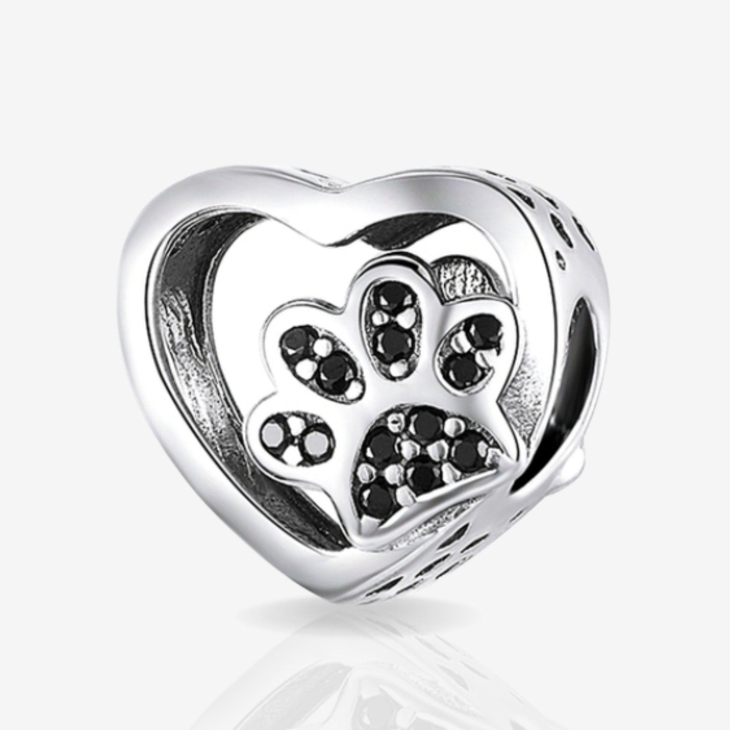 Paw Print Heart Charm