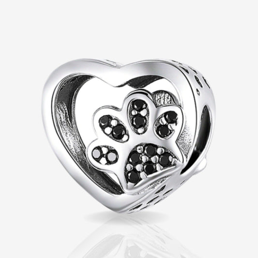 Paw Print Heart Charm