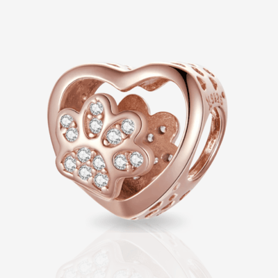 Paw Print Heart Charm.