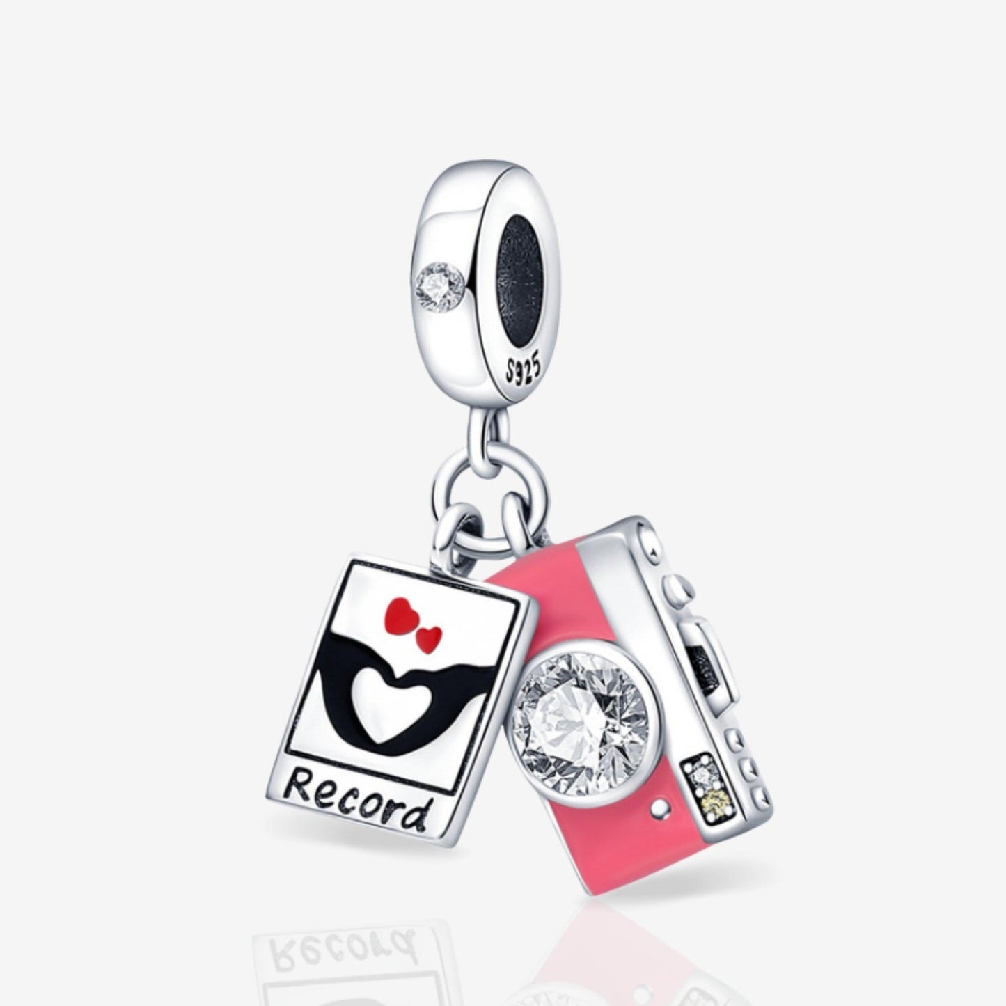 Pink Camera Dangle Charm With Picture