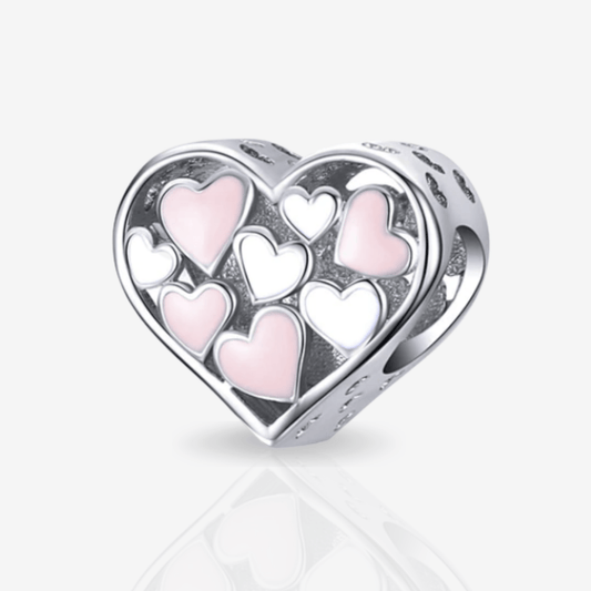 Pink & White Hearts of Heart Charm.