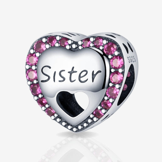 Purple Sparkle Sister Heart Charm