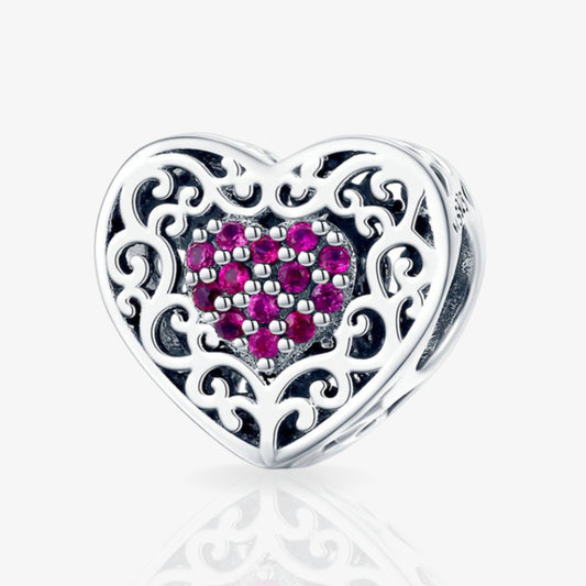 Retro Love Heart Charm