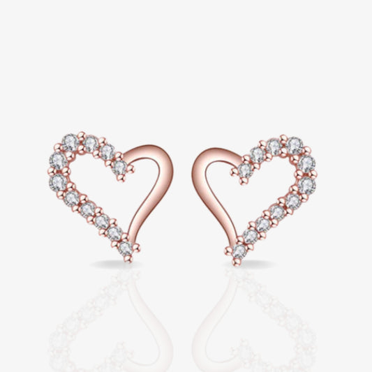 Rose Gold Heart Shaped Earrings