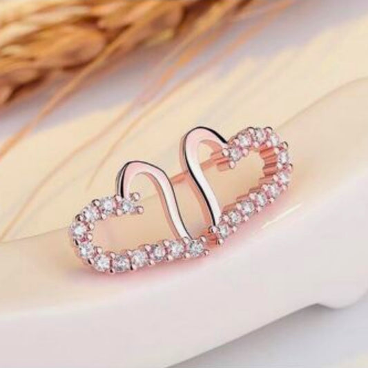 Rose Gold Heart Shaped Earrings