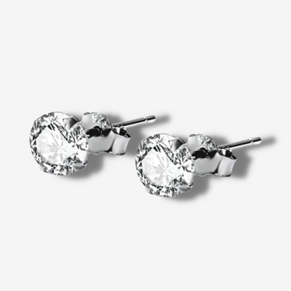Round Cubic Zirconia Stud Earrings.