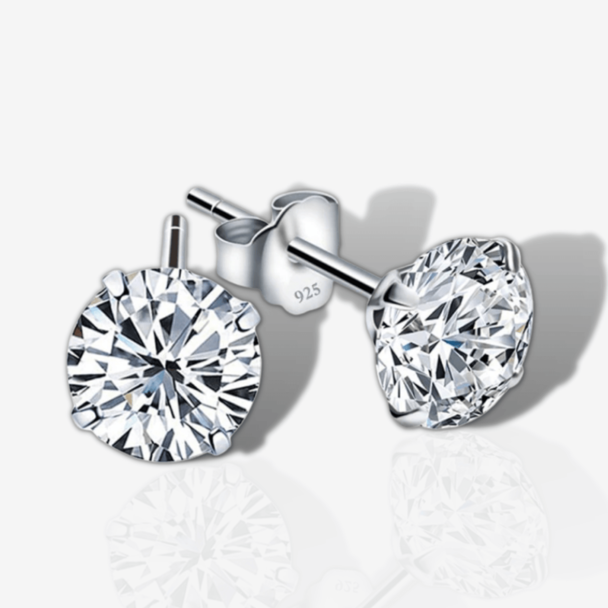 Round Cubic Zirconia Stud Earrings.