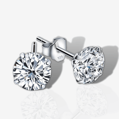 Round Cubic Zirconia Stud Earrings.