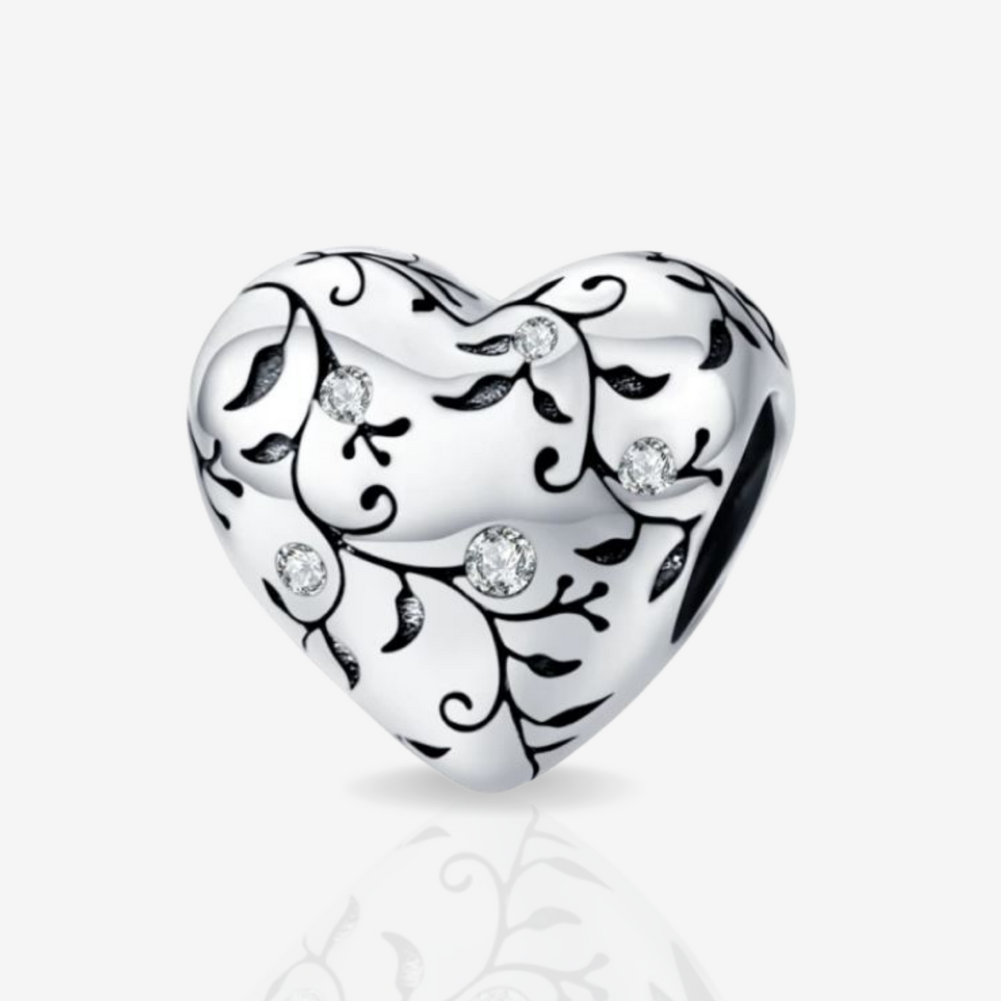 Flower & Vine Love Heart Charm.