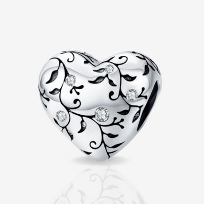 Flower & Vine Love Heart Charm.