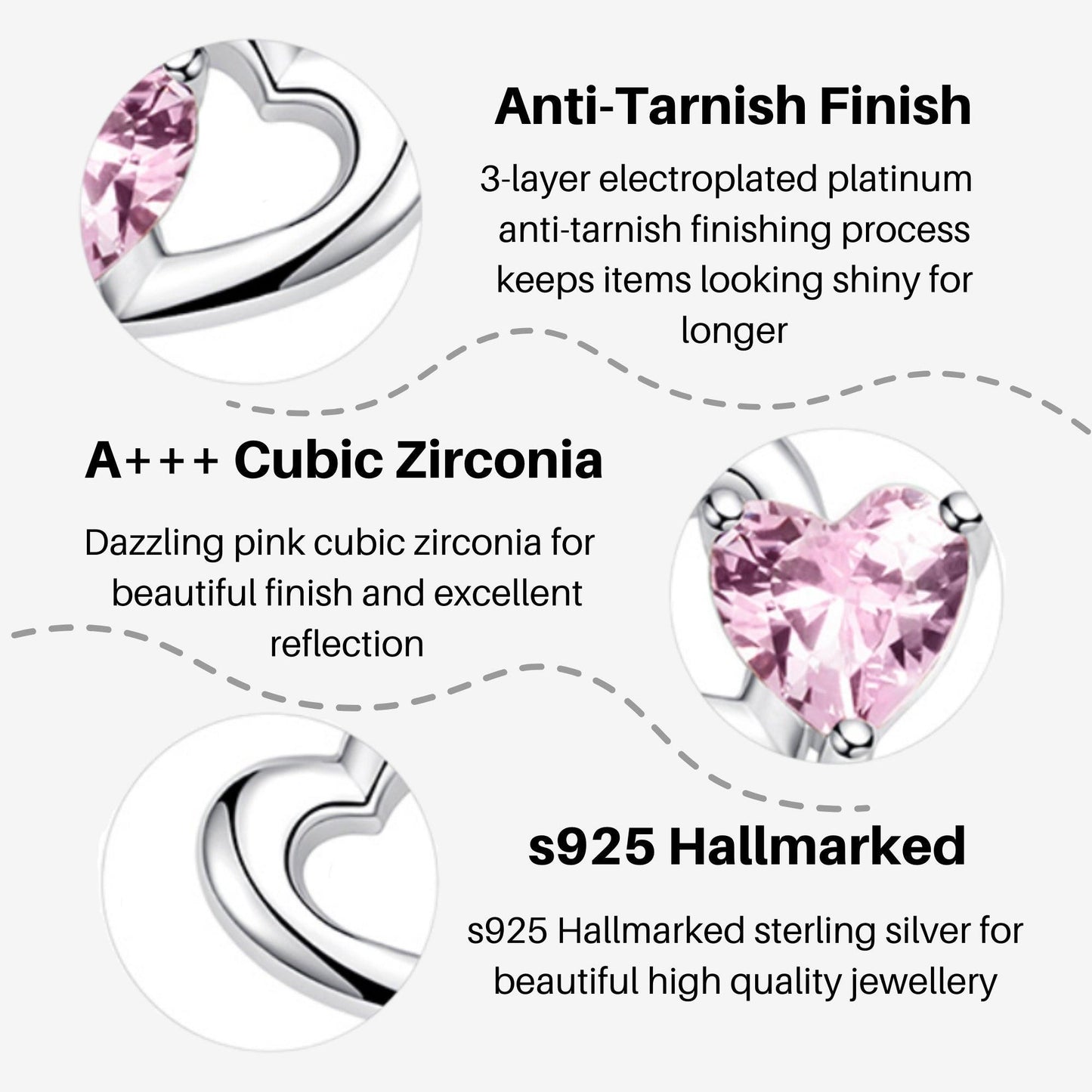 Silver and Pink Love Heart Earrings