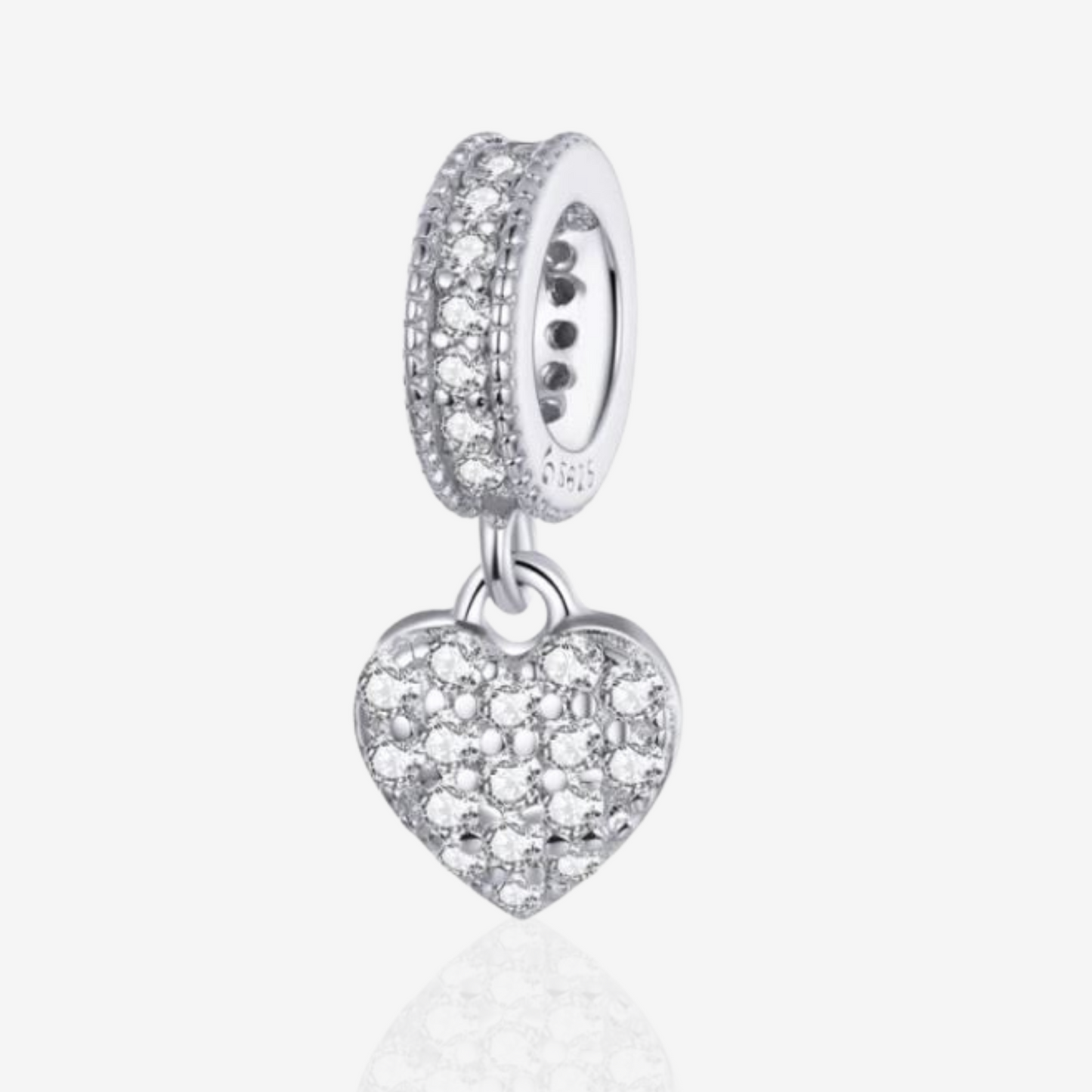Sparkle Love Heart Dangle Charm.