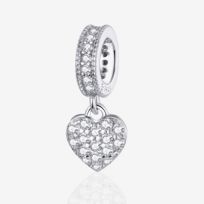 Sparkle Love Heart Dangle Charm.