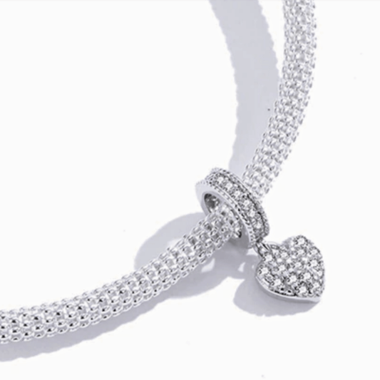 Sparkle Love Heart Dangle Charm.