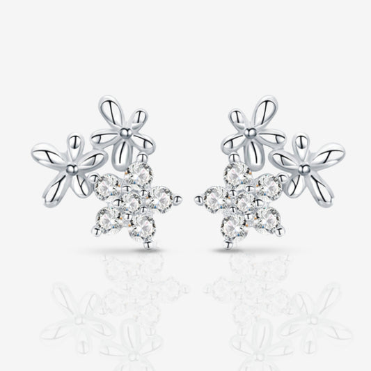 Sterling Silver Flower Stud Earrings
