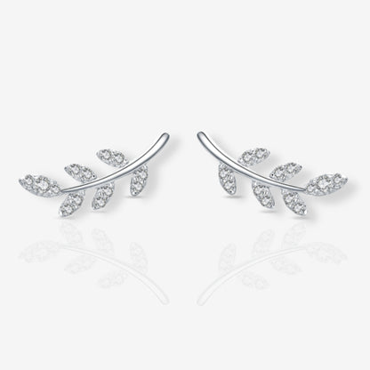 Sterling Silver Leaf Stud Earrings