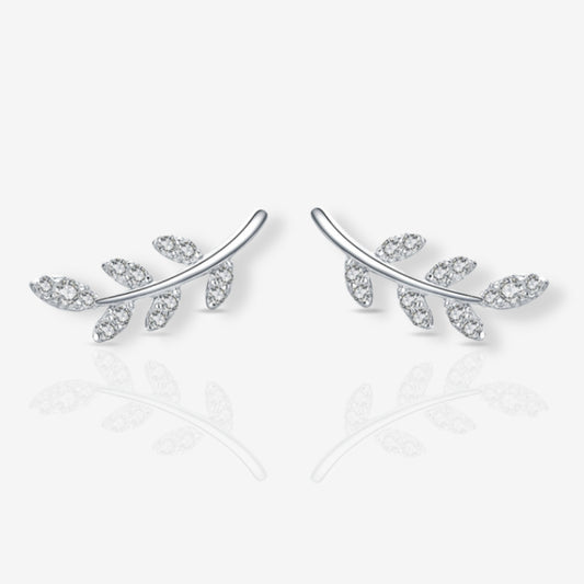 Sterling Silver Leaf Stud Earrings