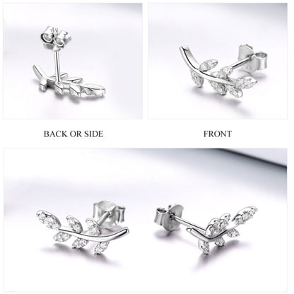 Sterling Silver Leaf Stud Earrings