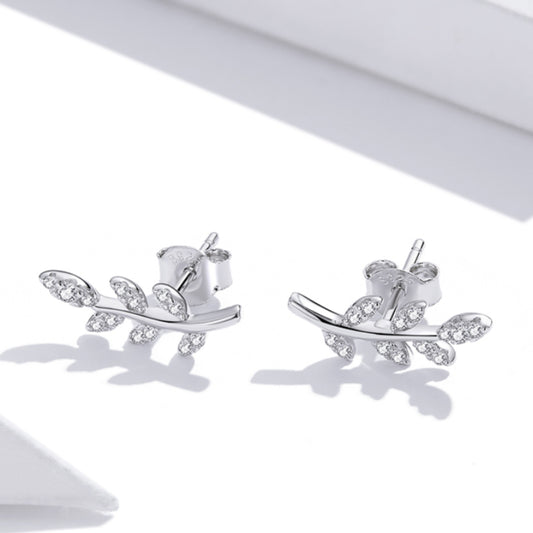 Sterling Silver Leaf Stud Earrings