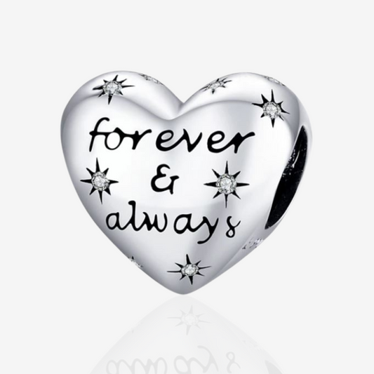 Sparkle Love Heart Charm Always and Forever.